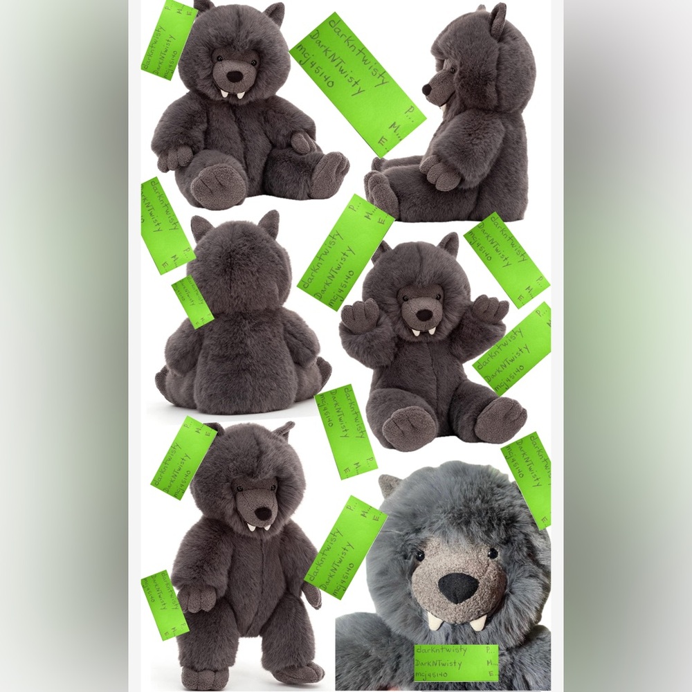 RARE RETIRED STILL SEALED MFG PLASTIC BNWT Jellycat Wilf Wolf GREAT GIFT! - Picture 5 of 16